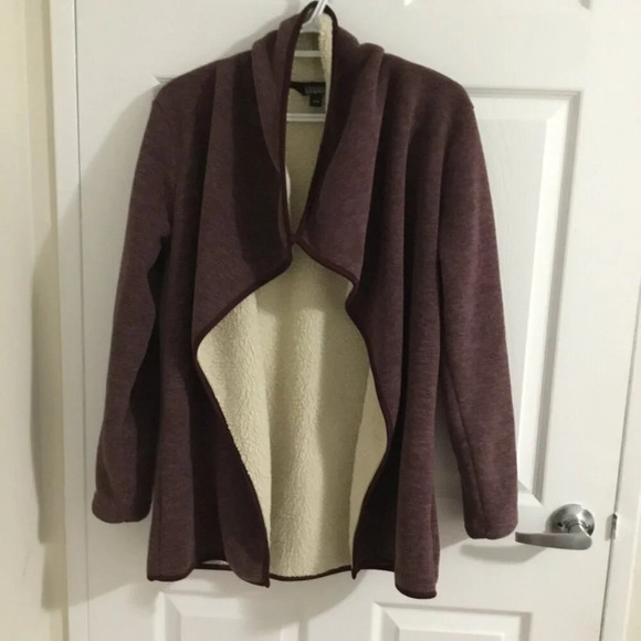 Nicole Miller Original Open Front Cardigan  Heather Plum Cream  M - Picture 2 of 8